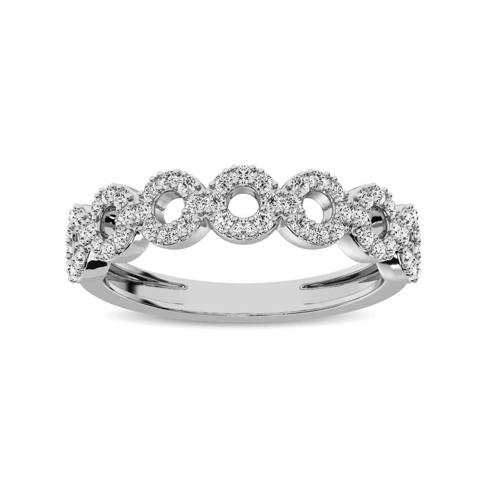 14K White Gold 1/3 Ct.Tw. Diamond 7 Station Stackable Band - thediamondsq