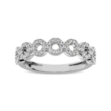 14K White Gold 1/3 Ct.Tw. Diamond 7 Station Stackable Band - thediamondsq