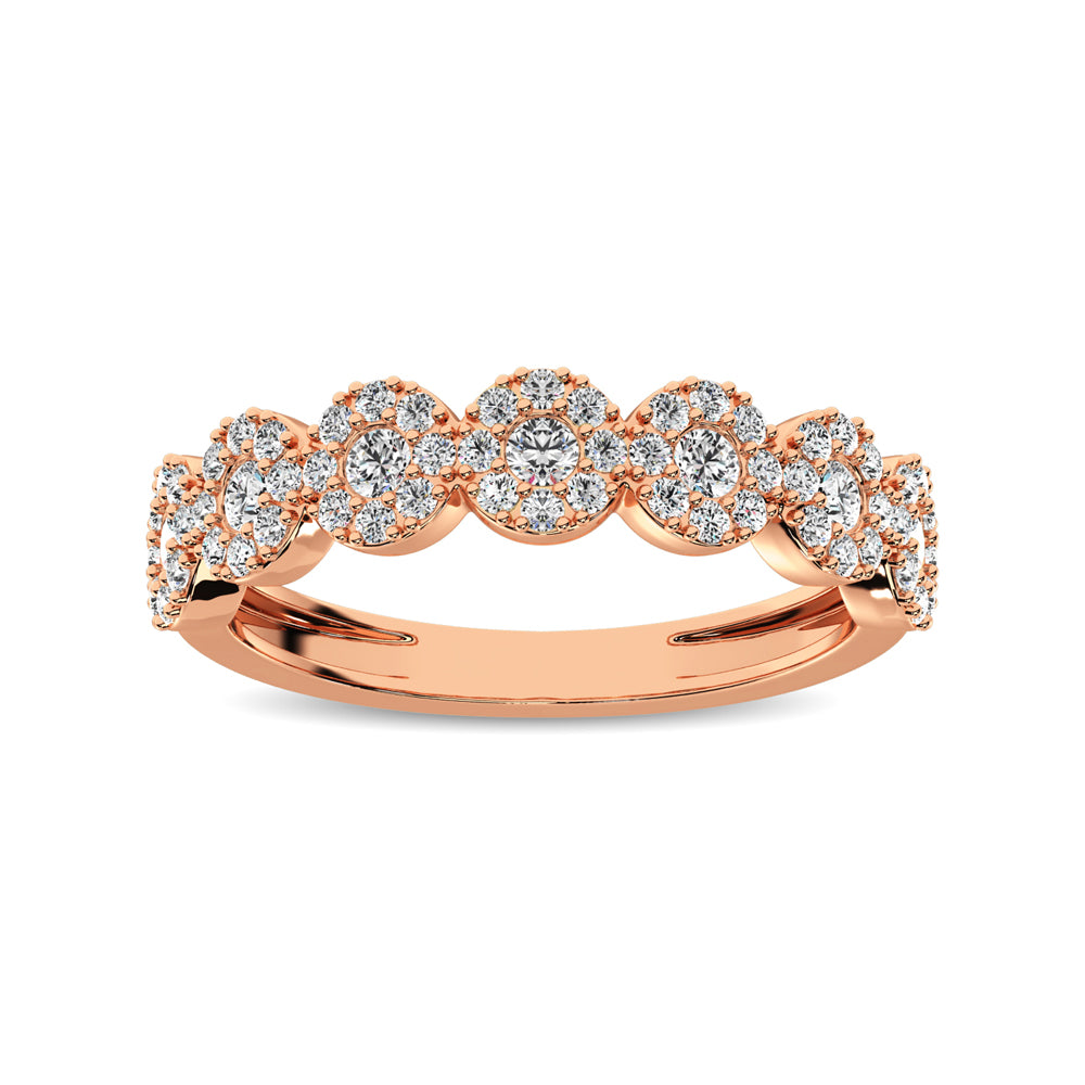 14K Rose Gold 5/8 Ct.Tw. Diamond Round Frame Stackable Band - thediamondsq