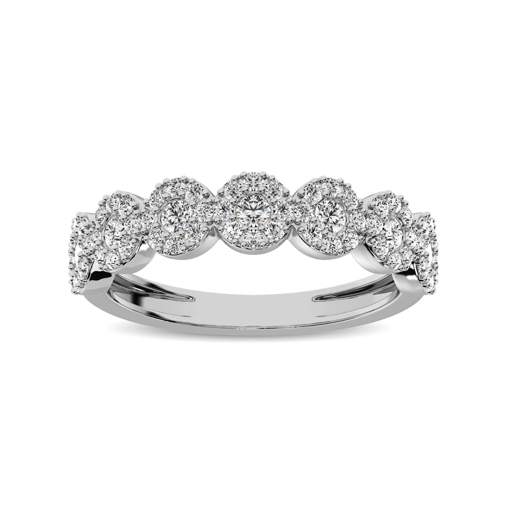 14K White Gold 5/8 Ct.Tw. Diamond Round Frame Stackable Band - thediamondsq