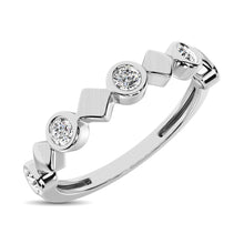 14K White Gold 1/6 Ct.Tw. Diamond Bezel Set Stackable Band - thediamondsq