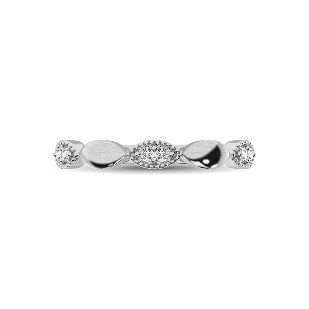 14K White Gold 1/10 Ct.Tw. Diamond Marquise Shape Stackable Band - thediamondsq