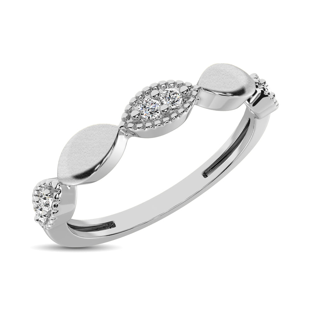 14K White Gold 1/10 Ct.Tw. Diamond Marquise Shape Stackable Band - thediamondsq