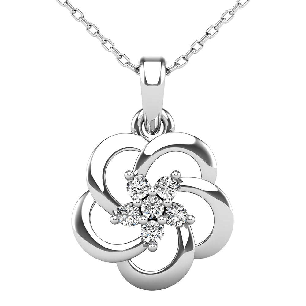 Open Flower Diamond 1/10 Ct.Tw. Pendant