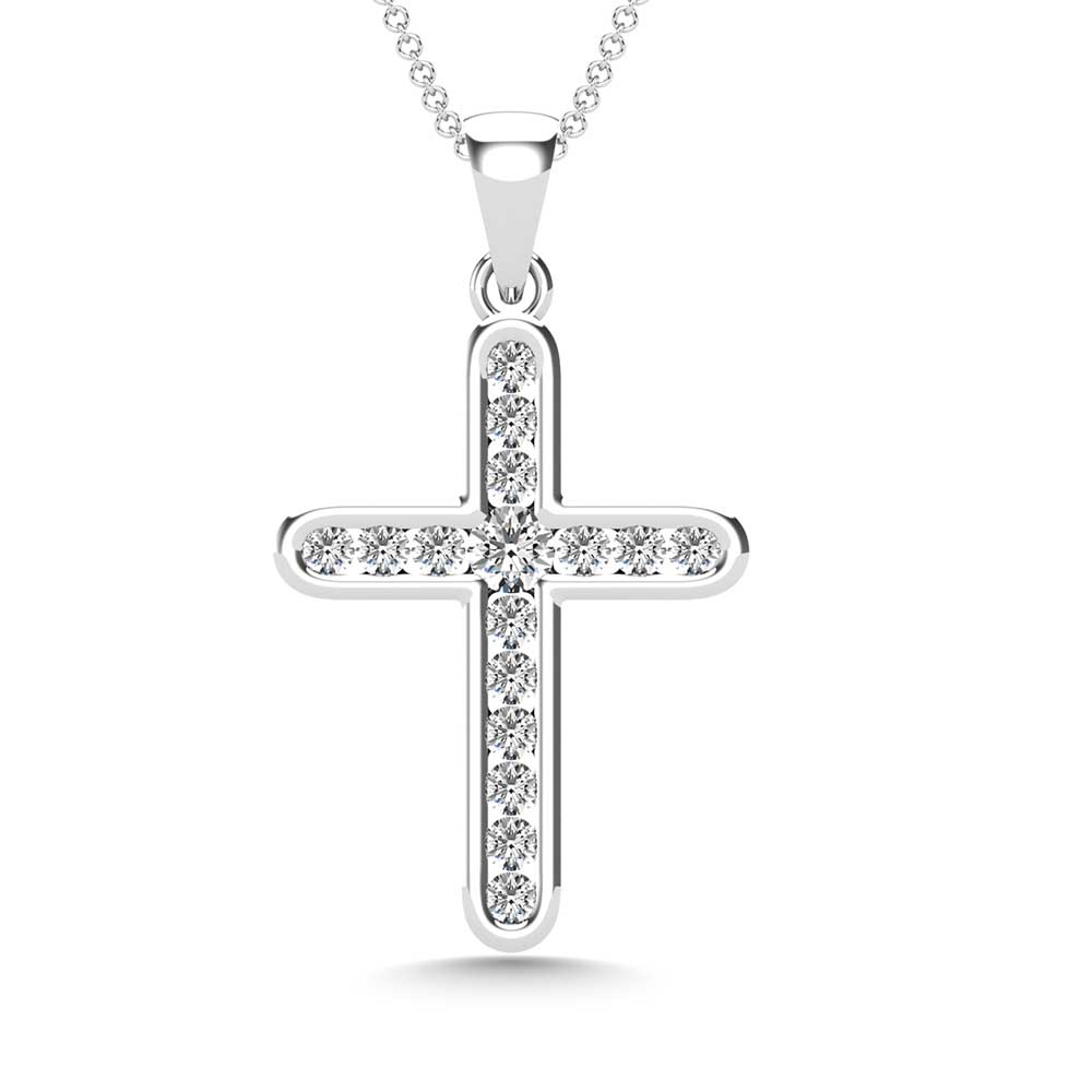 Diamond 1/5 Ct.Tw. Cross Pendant in 14K White Gold