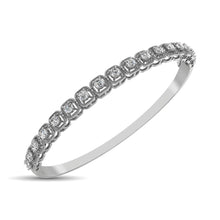 14K White Gold Diamond 1 Ct.Tw. Bangle With Milgrain Details - thediamondsq