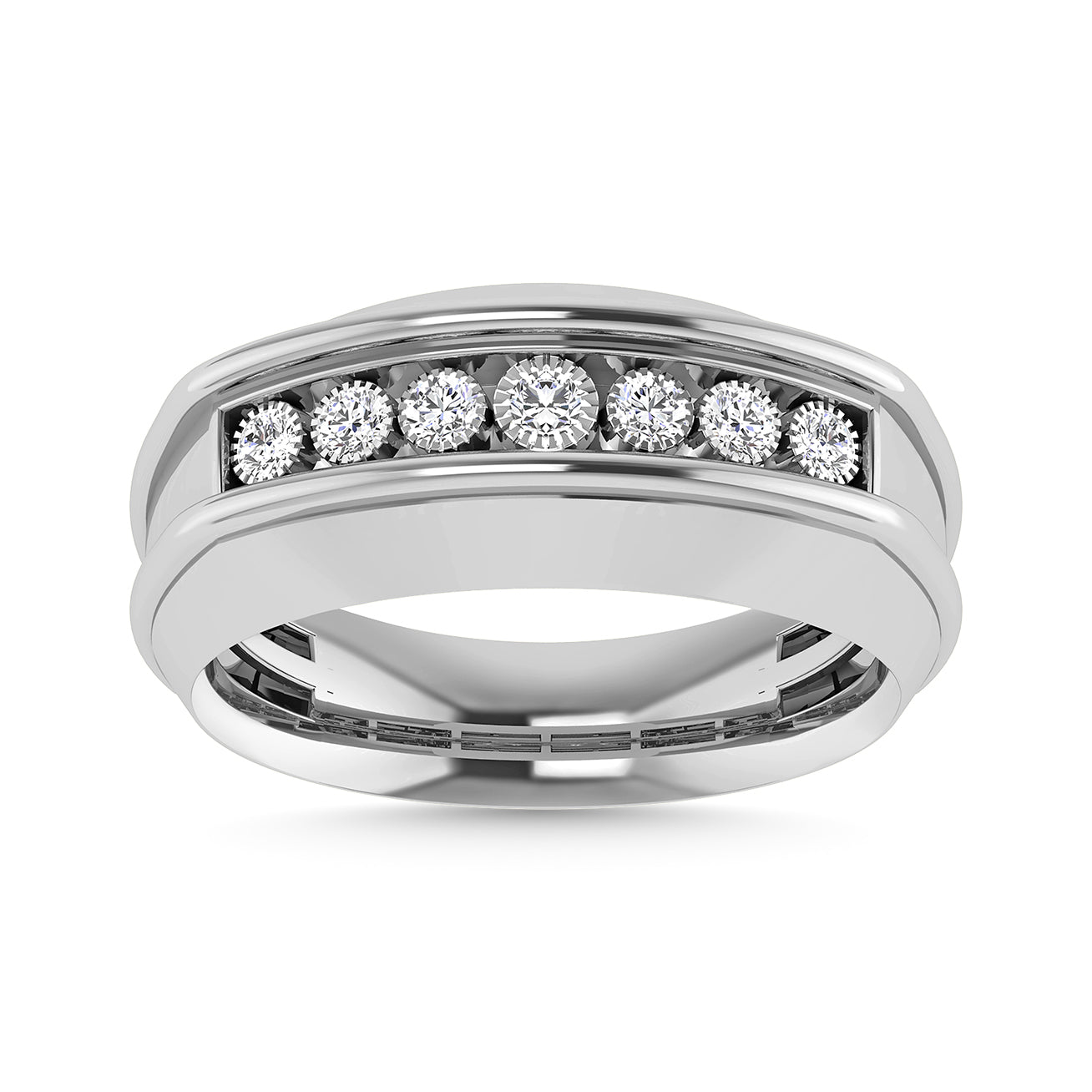 Diamond 1/6 Ct.Tw. Mens Fashion Ring in 10K White Gold