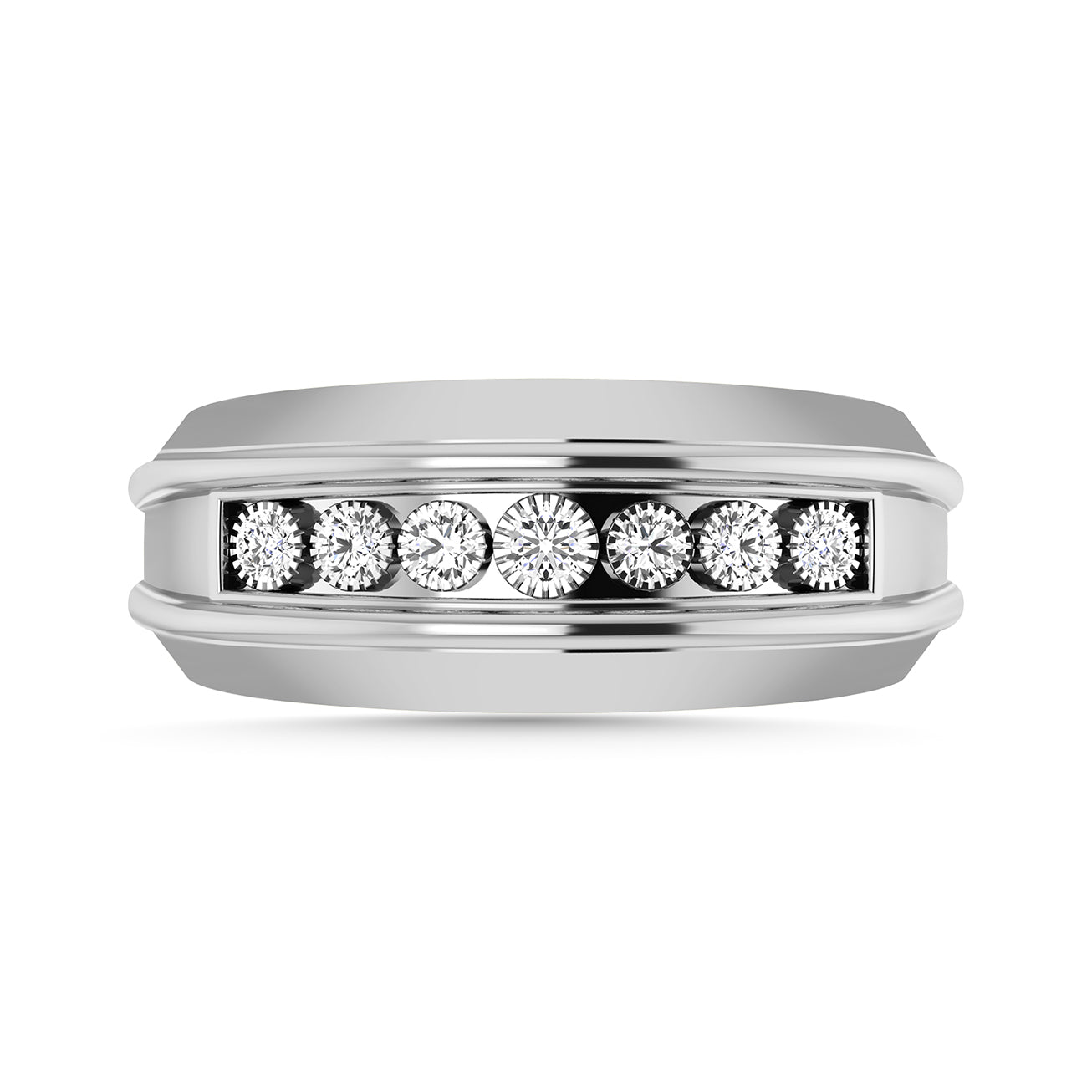 Diamond 1/6 Ct.Tw. Mens Fashion Ring in 10K White Gold