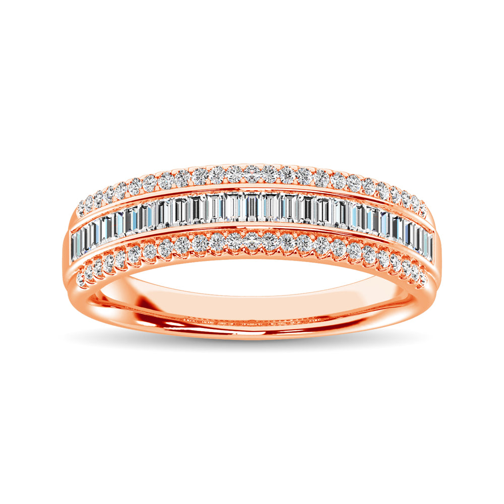 14K Rose Gold Round and Baguette Diamond 2/5 Ct.Tw. Anniversary Band - thediamondsq