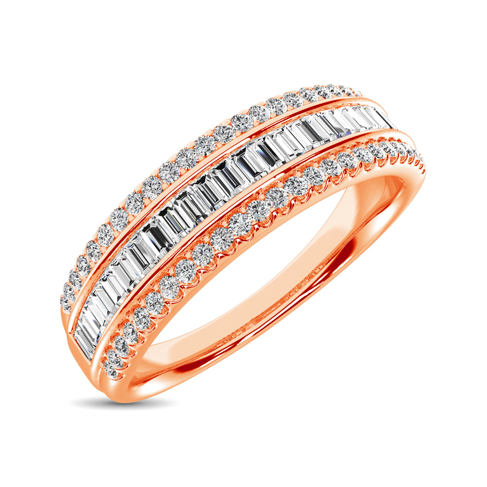 14K Rose Gold Round and Baguette Diamond 2/5 Ct.Tw. Anniversary Band - thediamondsq