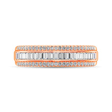 14K Rose Gold Round and Baguette Diamond 2/5 Ct.Tw. Anniversary Band - thediamondsq