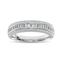 14K White Gold Round and Baguette Diamond 2/5 Ct.Tw. Anniversary Band - thediamondsq