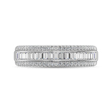14K White Gold Round and Baguette Diamond 2/5 Ct.Tw. Anniversary Band - thediamondsq