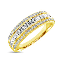 14K Yellow Gold Round and Baguette Diamond 2/5 Ct.Tw. Anniversary Band - thediamondsq