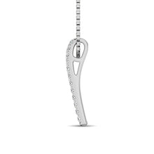 14K White Gold Round and Baguette Diamond 1/3 Ct.Tw. Drop Bar Pendant - thediamondsq