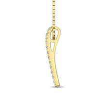 14K Yellow Gold Round and Baguette Diamond 1/3 Ct.Tw. Drop Bar Pendant - thediamondsq