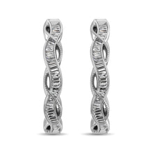 10K White Gold Baguette Diamond 1/5 Ct.Tw. Hoop Earrings