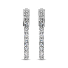 14K White Gold Diamond 1 1/2 Ct.Tw. In and Out Hoop Earrings