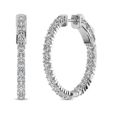 14K White Gold Diamond 1 1/2 Ct.Tw. In and Out Hoop Earrings