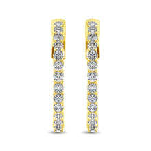 10K Yellow Gold Diamond 1 1/2 Ct.Tw. In and Out Hoop Earrings - thediamondsq