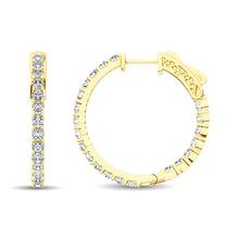 10K Yellow Gold Diamond 1 1/2 Ct.Tw. In and Out Hoop Earrings - thediamondsq