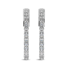 14K White Gold Diamond 2 Ct.Tw. In and Out Hoop Earrings