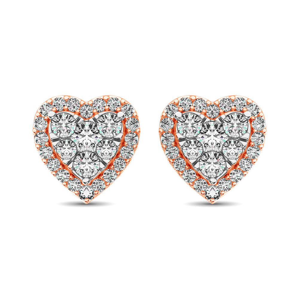 Diamond 3/4 ct tw Heart Earrings  in 14K Rose Gold