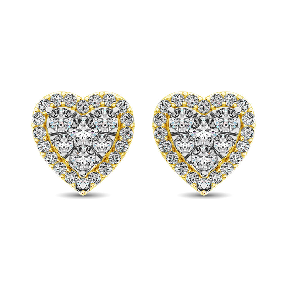 Diamond 3/4 ct tw Heart Earrings  in 14K Yellow Gold