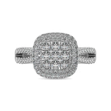 Diamond  3/4 ct tw Round Cut Double Halo Engagement Ring in 14K White Gold