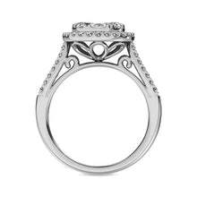 Diamond  1 1/2 ct tw Two Row Shank Halo Engagement Ring in 14K White Gold