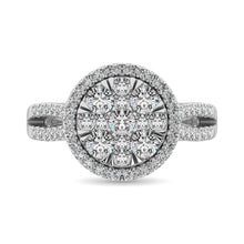 Diamond Two Row Shank Halo Engagement Ring 1 1/2 ct tw in 14K White Gold