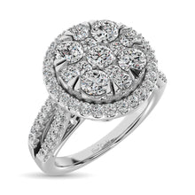 Diamond Two Row Shank Halo Engagement Ring 1 1/2 ct tw in 14K White Gold
