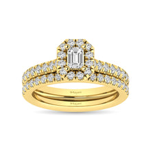 Diamond Classic Shank Single Halo Bridal Ring 1 ct tw Emerald Cut in 14K Yellow Gold - thediamondsq