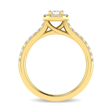 Diamond Classic Shank Single Halo Bridal Ring 1 ct tw Emerald Cut in 14K Yellow Gold - thediamondsq