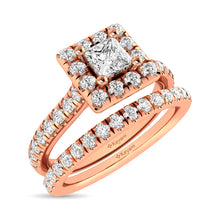 Diamond Classic Shank Single Halo Bridal Ring 1 ct tw Princess Cut in 14K Rose Gold - thediamondsq