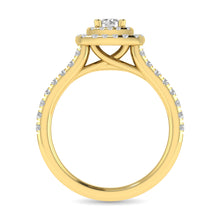 Diamond Classic Shank Double Halo Bridal Ring 1 ct tw Round Cut in 14K Yellow Gold - thediamondsq