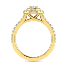Diamond Classic Shank Double Halo Bridal Ring 1 ct tw Oval Cut in 14K Yellow Gold - thediamondsq
