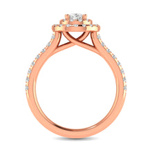 Diamond Classic Shank Double Halo Bridal Ring 1 ct tw Pear Cut in 14K Rose Gold - thediamondsq