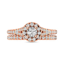 Diamond  Split Shank Single Halo Bridal Ring 1 ct tw Round Cut in 14K Rose Gold - thediamondsq