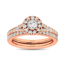 Diamond  Split Shank Single Halo Bridal Ring 1 ct tw Round Cut in 14K Rose Gold - thediamondsq