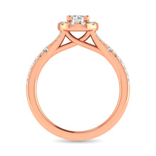 Diamond  Split Shank Single Halo Bridal Ring 1 ct tw Round Cut in 14K Rose Gold - thediamondsq