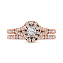 Diamond  Split Shank Single Halo Bridal Ring 1 ct tw Oval Cut in 14K Rose Gold - thediamondsq