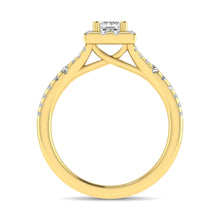 Diamond  Split Shank Single Halo Bridal Ring 1 ct tw Princess Cut in 14K Yellow Gold - thediamondsq