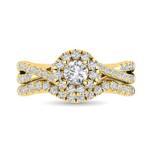 Diamond  Twist Shank Single Halo Bridal Ring 1 ct tw Round Cut in 14K Yellow Gold - thediamondsq