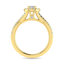 Diamond  Twist Shank Single Halo Bridal Ring 1 ct tw Round Cut in 14K Yellow Gold - thediamondsq