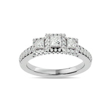 Diamond 1 Ct.Tw. Round and Princess Bridal Ring in 14K White Gold