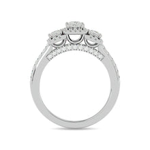 Diamond 1 Ct.Tw. Round and Princess Bridal Ring in 14K White Gold
