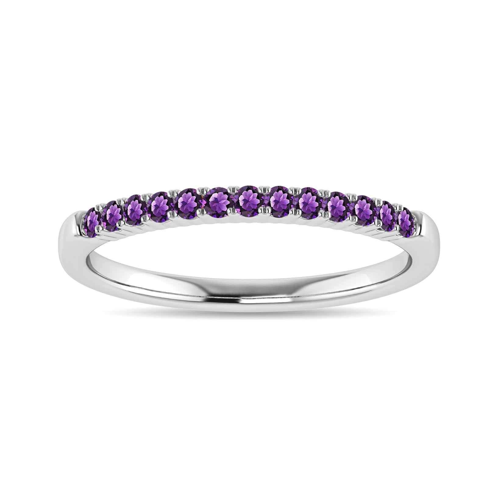 Diamond 1/5 Ct.Tw. Amethyst Stackble Band in 10K White Gold
