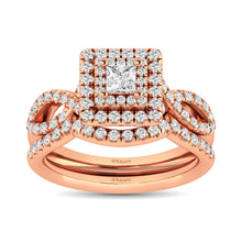 Diamond 1 Ct.Tw. Round and Princess Bridal Ring in 14K Rose Gold