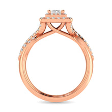Diamond 1 Ct.Tw. Round and Princess Bridal Ring in 14K Rose Gold
